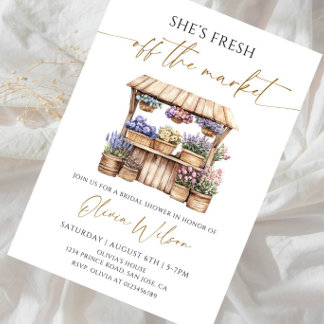 She's Fresh Off the Market Bridal Shower Party Invitation