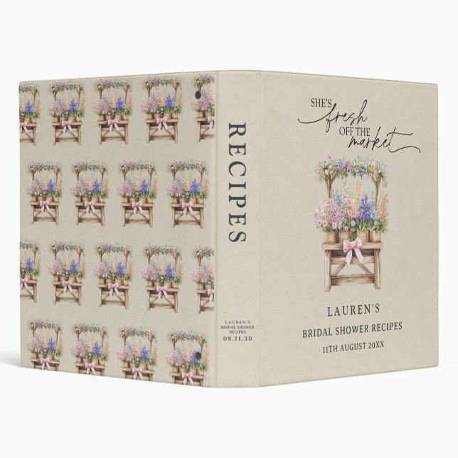She's Fresh Off the Market Bridal Shower Recipe 3 Ring Binder (Background)