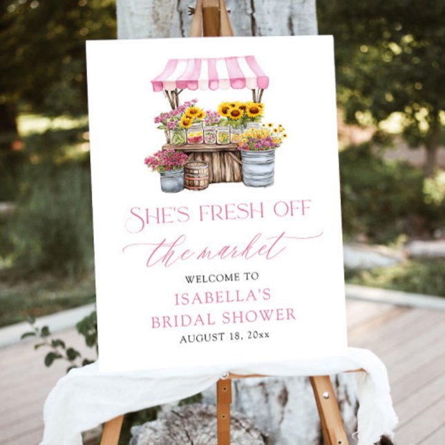 She's Fresh Off the Market Bridal Shower Welcome Foam Board (Watercolor She's Fresh Off the Market Bridal Shower Welcome Foam Board)