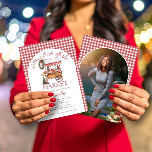 She's fresh off the market christmas Bridal Shower Invitation