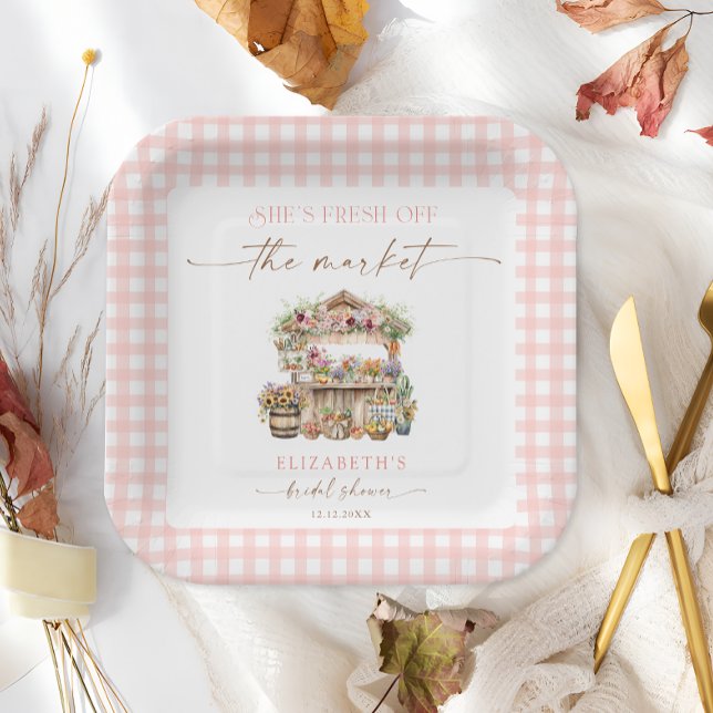 She's Fresh Off the Market Fall Bridal Shower Paper Plates (Creator Uploaded)