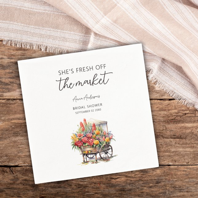 She's Fresh Off The Market Floral Bridal Shower Napkins (Creator Uploaded)