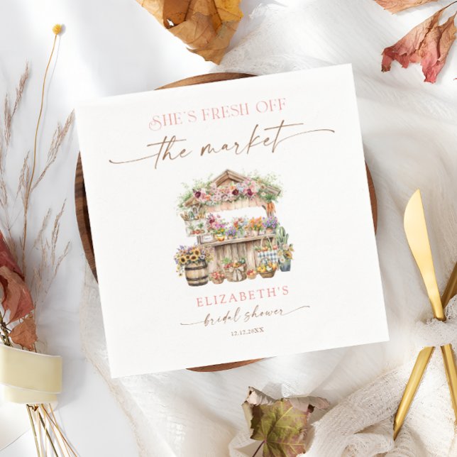 She's Fresh Off the Market Floral Bridal Shower Napkins (Creator Uploaded)