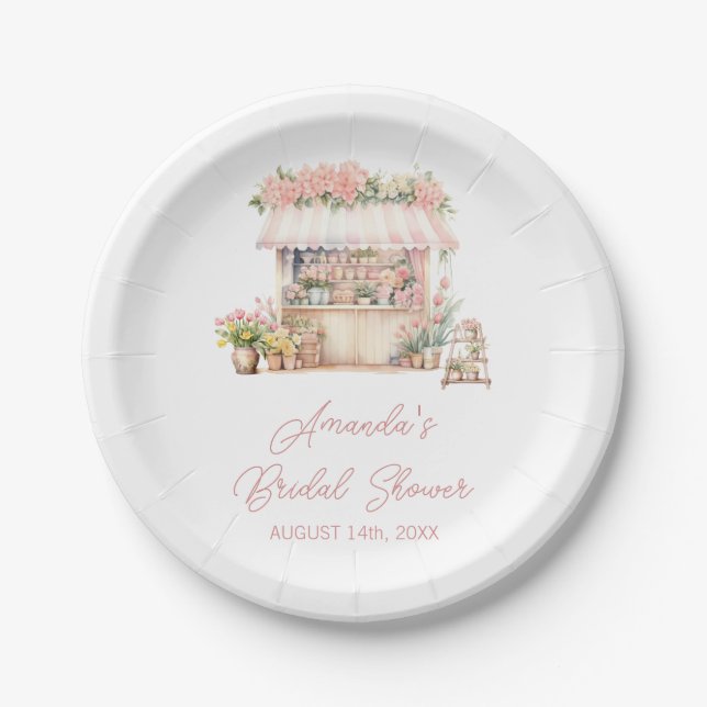 She's Fresh Off the Market Floral Bridal Shower Paper Plates (Front)