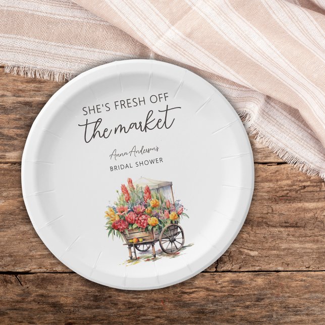 She's Fresh Off The Market Floral Bridal Shower Paper Plates (Creator Uploaded)