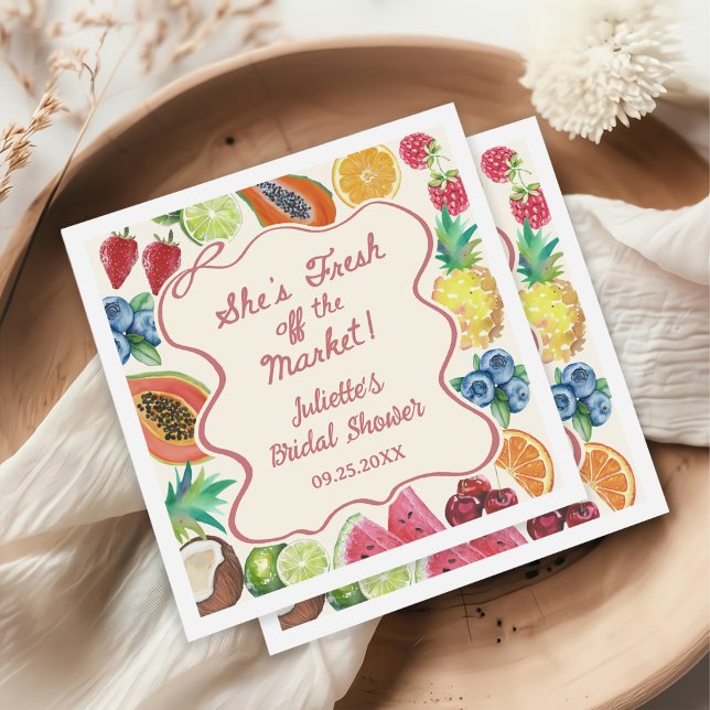 She's Fresh Off The Market Fruits Bridal Shower Napkins (Creator Uploaded)