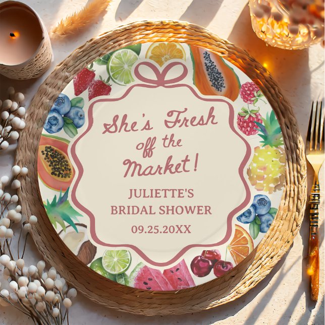She's Fresh Off The Market Fruits Bridal Shower Paper Plates (Creator Uploaded)