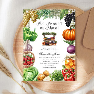 She's Fresh Off The Market Gingham Bridal Shower Invitation