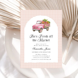 She's Fresh Off The Market Gingham Bridal Shower Invitation