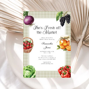 She's Fresh Off The Market Gingham Bridal Shower Invitation