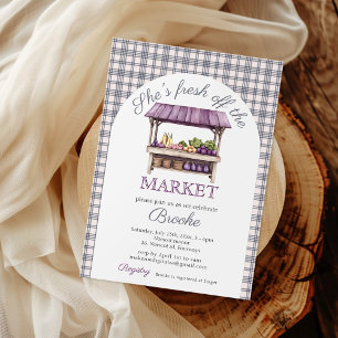 She's fresh off the market purple Bridal Shower Invitation