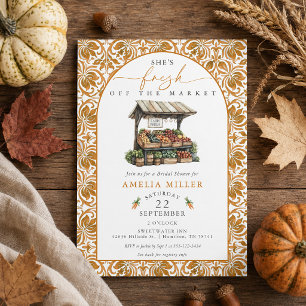 She's Fresh off the Market Rust Tile Bridal Shower Invitation