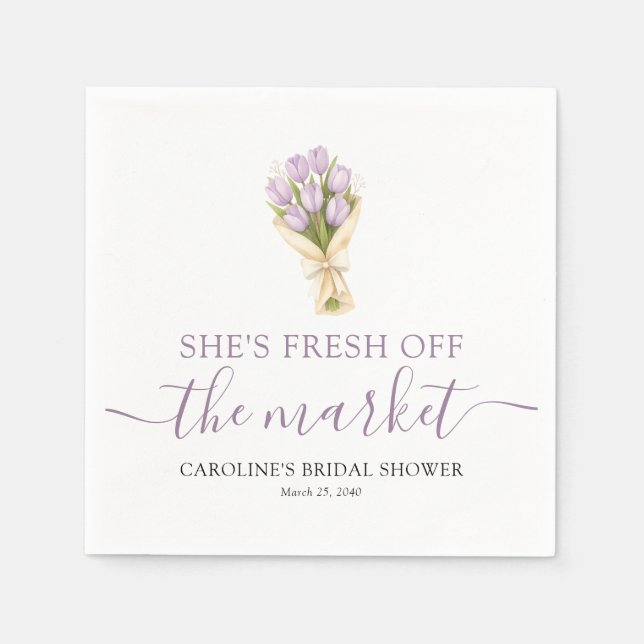 She's Fresh Off The Market Tulips Bridal Shower Napkins (Front)