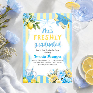 She's Freshly Graduated Lemon Graduation Party Invitation