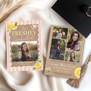 She's FRESHLY Graduated Lemons 5 Photo Graduation  Announcement
