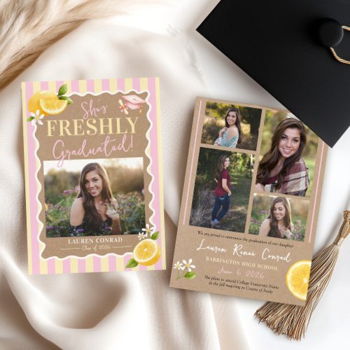 She's FRESHLY Graduated Lemons 5 Photo Graduation Announcement