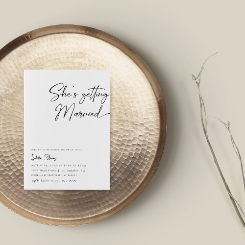 Shes Getting Married Minimalist Bridal Shower Invitation