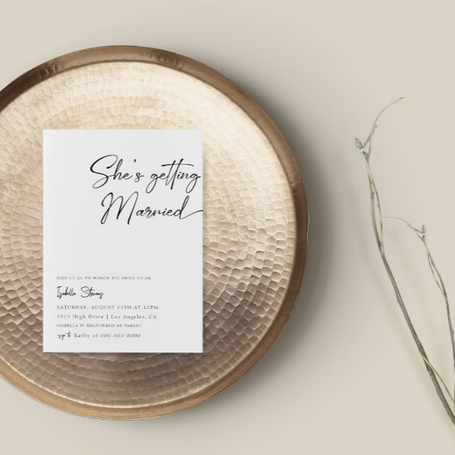 She's Getting Married Minimalist Bridal Shower Invitation (Creator Uploaded)