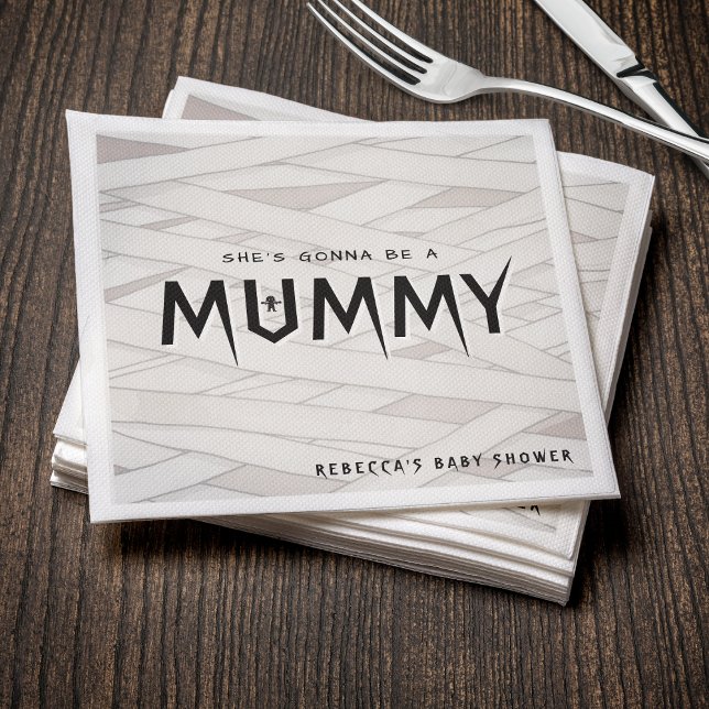 She's Gonna Be a Mummy Halloween Baby Shower Napkins (She's Gonna Be a Mummy Halloween Baby Shower Napkins)