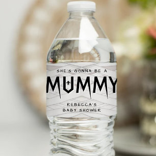 She's Gonna Be a Mummy Halloween Baby Shower Water Bottle Label