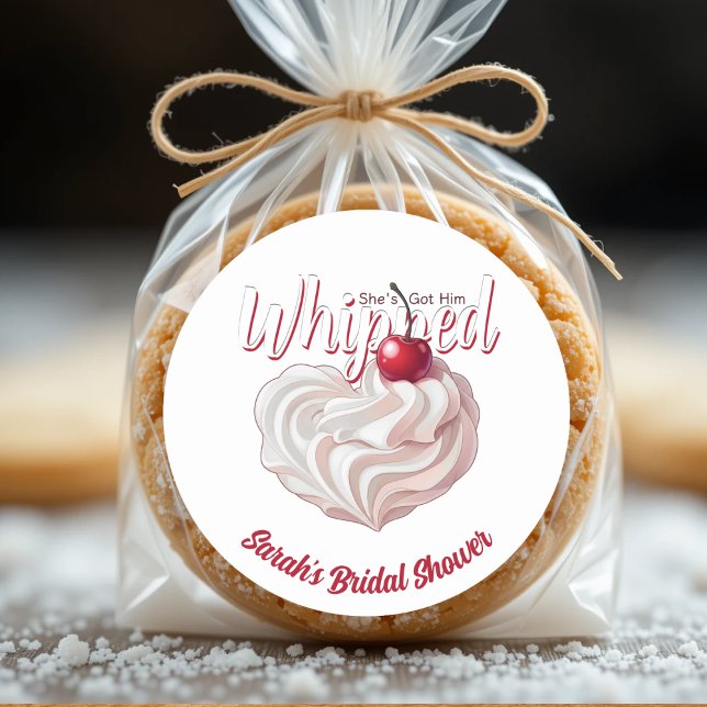 She's Got Him Whipped Cream Cherry Bridal Shower Classic Round Sticker (She's Got Him Whipped Cream Cherry Bridal Shower Classic Round Sticker
)
