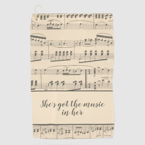 Shes Got Music In Her Vintage Sheet Music Golf Towel
