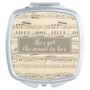 She's Got the Music in Her Antique Sheet Music Mirror For Makeup