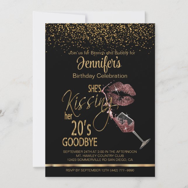 She's Kissing her 20's Goodbye - Birthday Invitation (Front)