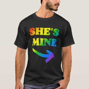 She's Mine I'm Hers Lesbian Couple Rainbow LGBT Va T-Shirt