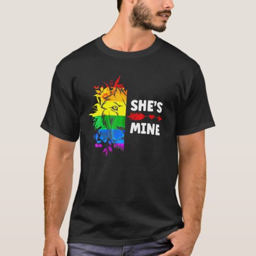 Shes Mine Im Hers Lesbian Couples Lion LGBT Vale T_Shirt