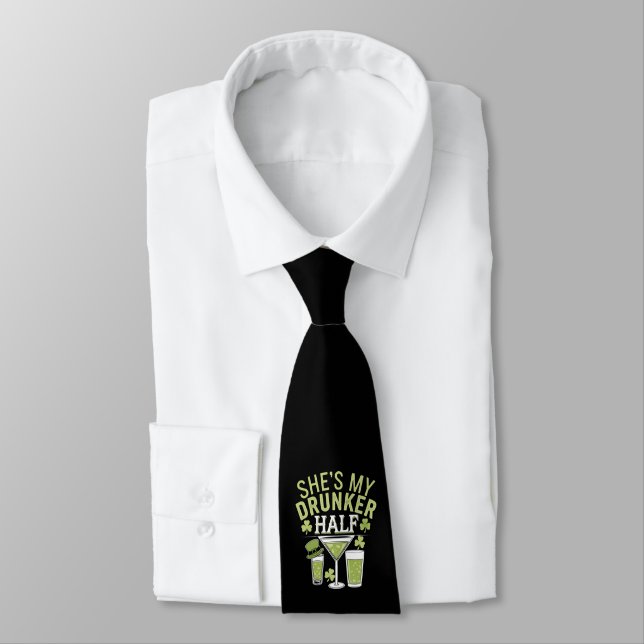 Shes My Drunker Half St Patricks Matching Couple Neck Tie (Tied)
