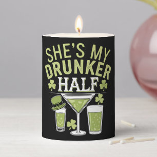 Shes My Drunker Half St Patricks Matching Couple Pillar Candle