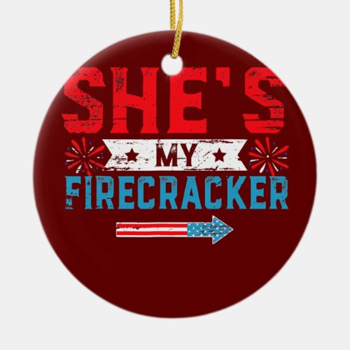 Shes My Firecracker His And Hers 4th July Ceramic Ornament
