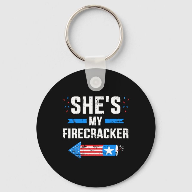 She's My Firecracker Matching Partner For 4th Of J Keychain (Front)