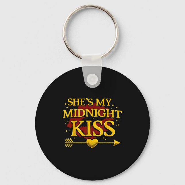 She's My Midnight Kiss Matching Couples Valentine’ Keychain (Front)