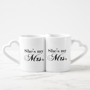 She's My Mrs. Lesbian Pride Typography w/ Heart Coffee Mug Set