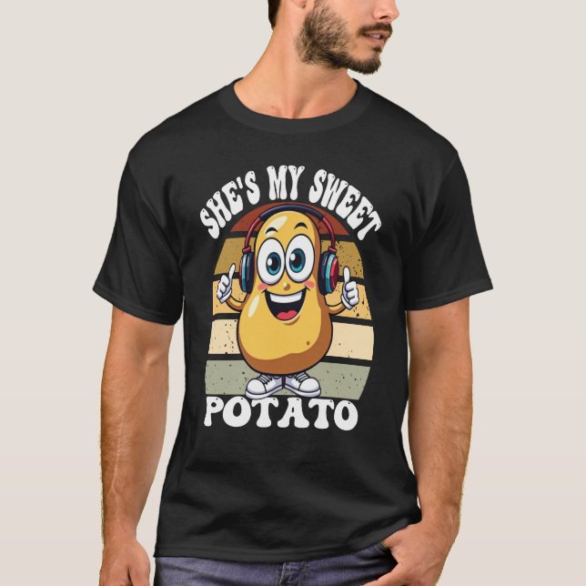 She's my sweet potato Cartoon Character with Headp T-Shirt (Front)