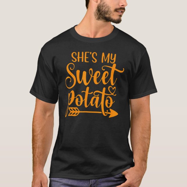 Shes My Sweet Potato I Yam Set Thanksgiving Couple T-Shirt (Front)
