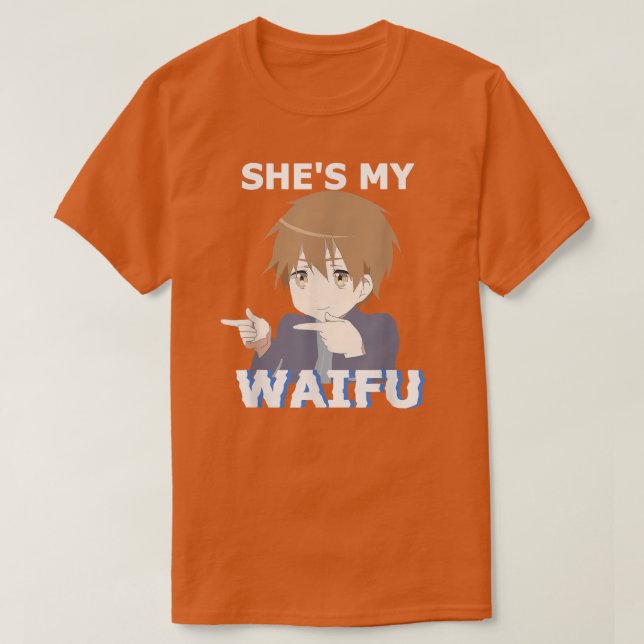 She's my Waifu He's my Husbando Anime Manga Couple T-Shirt (Design Front)