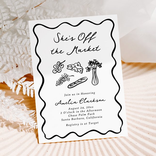 She's Off the Market Bold & Whimsical Hand Drawn Invitation (Creator Uploaded)