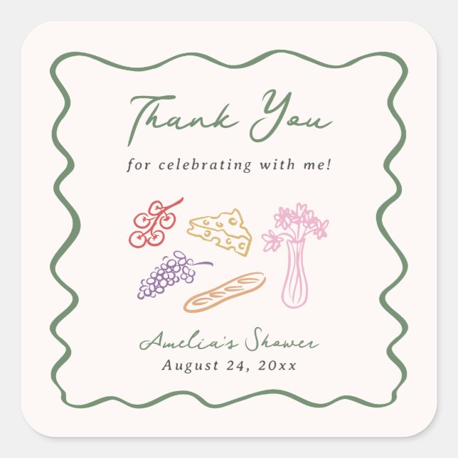 She's Off the Market Bold & Whimsical Hand Drawn Square Sticker (Front)