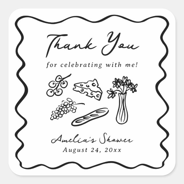 She's Off the Market Bold & Whimsical Hand Drawn Square Sticker (Front)