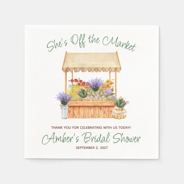 She's Off the Market Bridal Shower Napkins (Front)