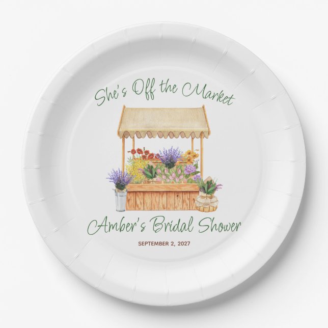 She's Off the Market Bridal Shower Paper Plates (Front)