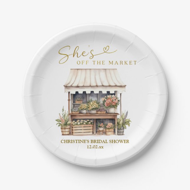 She's off the Market Bridal Shower Paper Plates (Front)