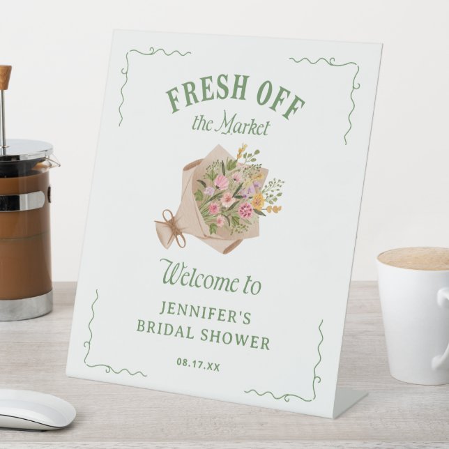 She's Off The Market Bridal Shower Welcome Pedestal Sign (In SItu)