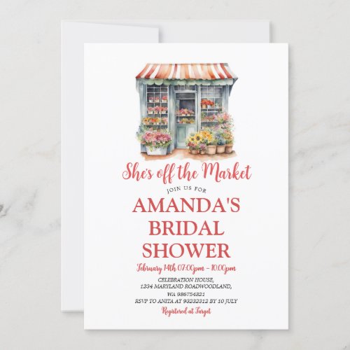 Shes Off The Market Colorful Flower Bridal Shower Invitation