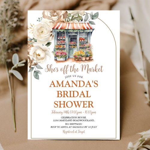 Shes Off The Market Fall Flowers Bridal Shower Invitation