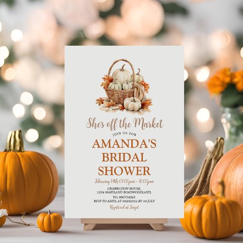 Shes Off The Market Fall Pumpkin Bridal Shower  Invitation