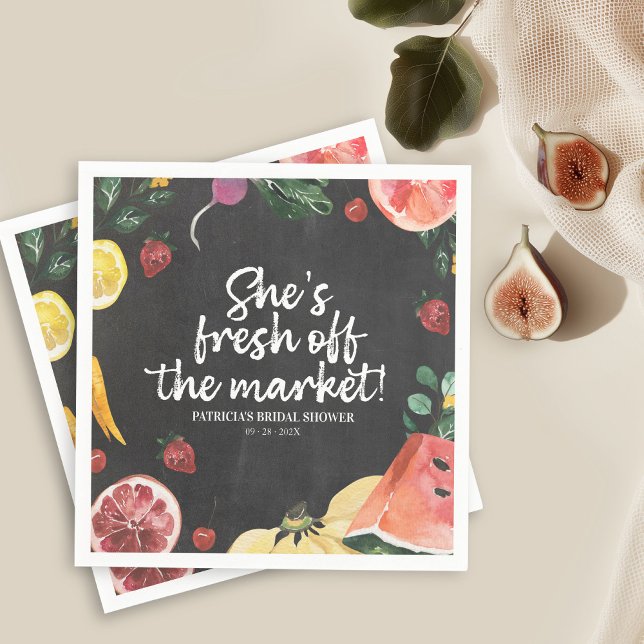 She's Off the Market Farmer's Market Bridal Shower Napkins (Creator Uploaded)